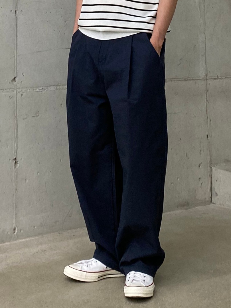 [MADE] Ds one tuck cotton pants - navy [3차 재입고]
